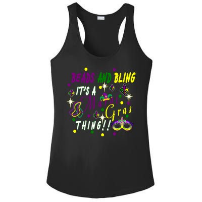 Mardi Gras Beads And Bling Celebration Ladies PosiCharge Competitor Racerback Tank