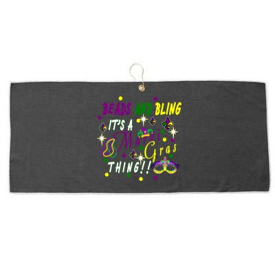 Mardi Gras Beads And Bling Celebration Large Microfiber Waffle Golf Towel