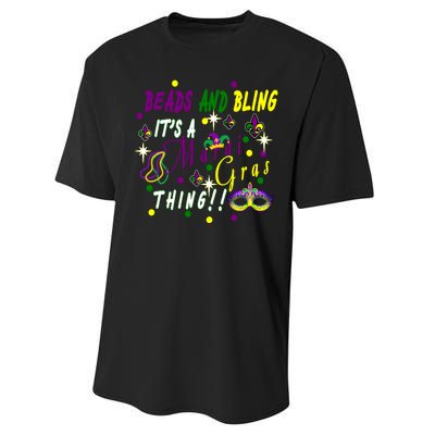 Mardi Gras Beads And Bling Celebration Performance Sprint T-Shirt