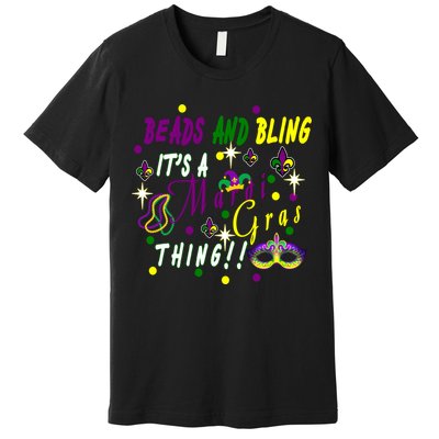 Mardi Gras Beads And Bling Celebration Premium T-Shirt