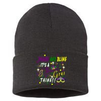 Mardi Gras Beads And Bling Celebration Sustainable Knit Beanie