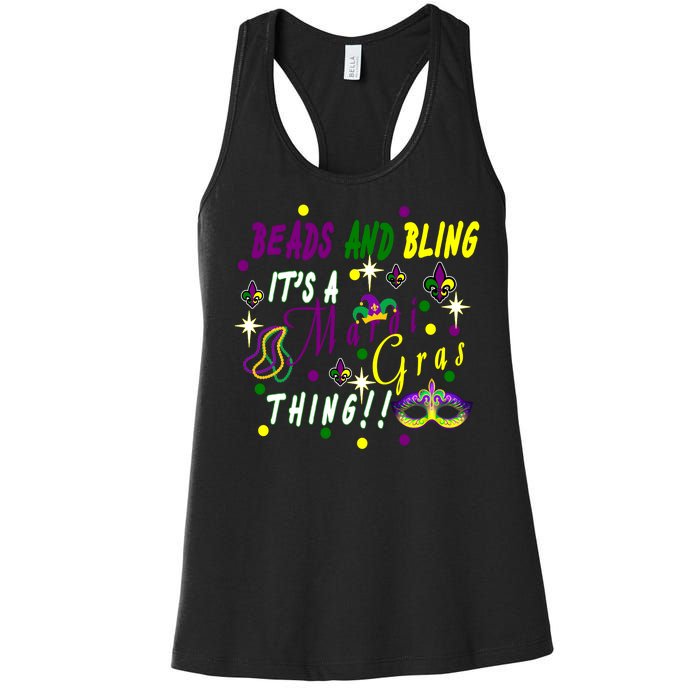 Mardi Gras Beads And Bling Celebration Women's Racerback Tank