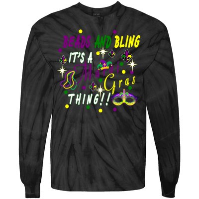 Mardi Gras Beads And Bling Celebration Tie-Dye Long Sleeve Shirt