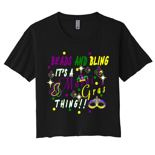Mardi Gras Beads And Bling Celebration Crop Top