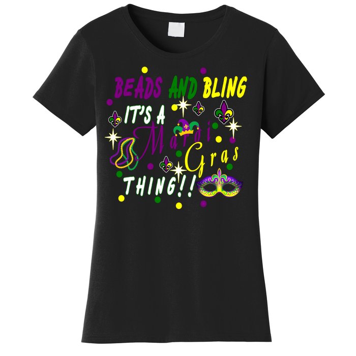 Mardi Gras Beads And Bling Celebration Women's T-Shirt