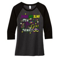 Mardi Gras Beads And Bling Celebration Women's Tri-Blend 3/4-Sleeve Raglan Shirt