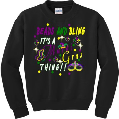 Mardi Gras Beads And Bling Celebration Kids Sweatshirt