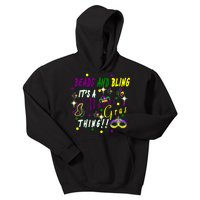 Mardi Gras Beads And Bling Celebration Kids Hoodie