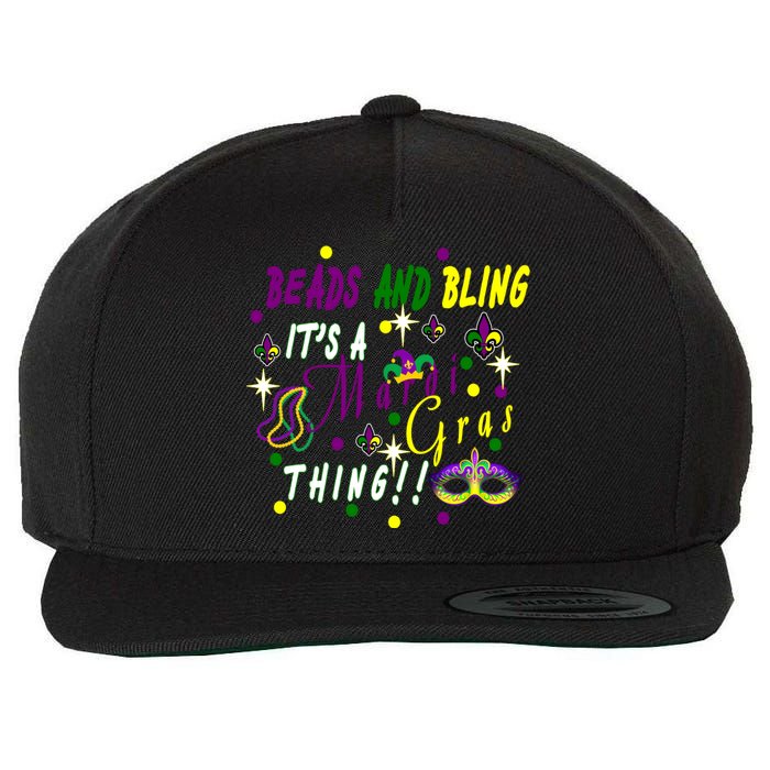 Mardi Gras Beads And Bling Celebration Wool Snapback Cap