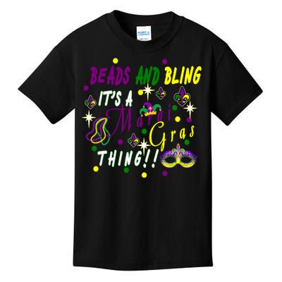 Mardi Gras Beads And Bling Celebration Kids T-Shirt