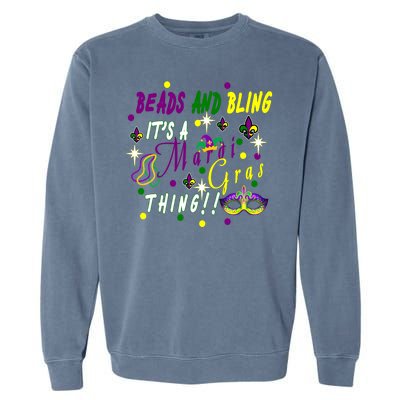 Mardi Gras Beads And Bling Celebration Garment-Dyed Sweatshirt