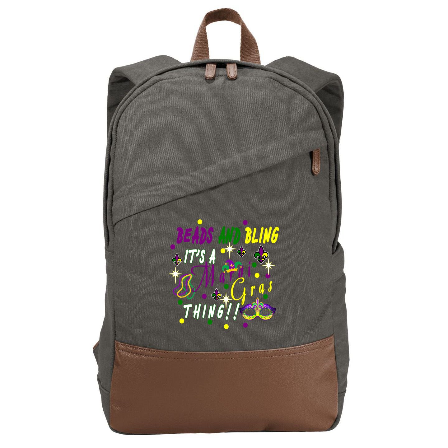 Mardi Gras Beads And Bling Celebration Cotton Canvas Backpack