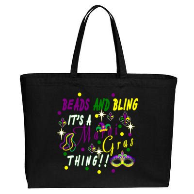 Mardi Gras Beads And Bling Celebration Cotton Canvas Jumbo Tote