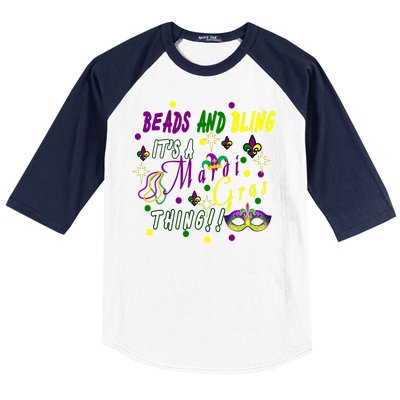 Mardi Gras Beads And Bling Celebration Baseball Sleeve Shirt