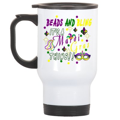 Mardi Gras Beads And Bling Celebration Stainless Steel Travel Mug