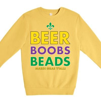 Mardi Gras Beer Boobs Beads Premium Crewneck Sweatshirt