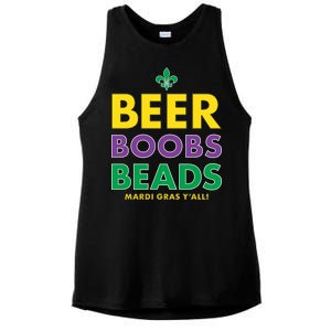 Mardi Gras Beer Boobs Beads Ladies PosiCharge Tri-Blend Wicking Tank