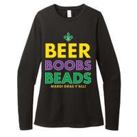 Mardi Gras Beer Boobs Beads Womens CVC Long Sleeve Shirt