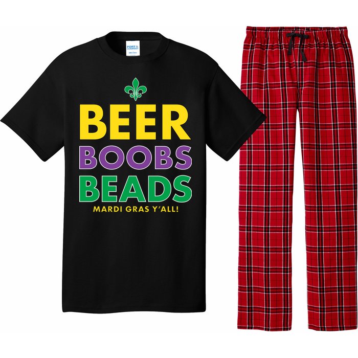 Mardi Gras Beer Boobs Beads Pajama Set