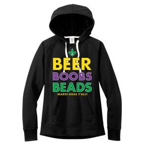 Mardi Gras Beer Boobs Beads Women's Fleece Hoodie