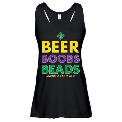 Mardi Gras Beer Boobs Beads Ladies Essential Flowy Tank