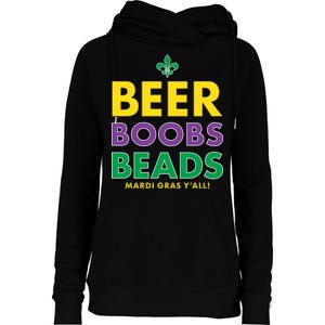 Mardi Gras Beer Boobs Beads Womens Funnel Neck Pullover Hood