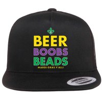 Mardi Gras Beer Boobs Beads Flatbill Hat