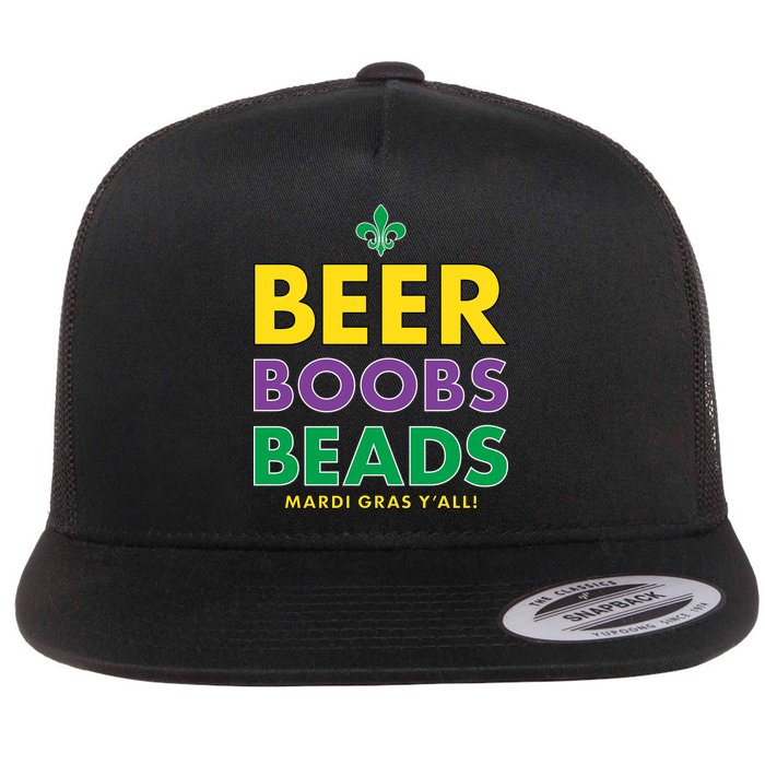 Mardi Gras Beer Boobs Beads Flatbill Hat