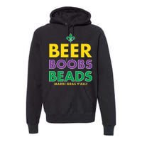 Mardi Gras Beer Boobs Beads Premium Hoodie