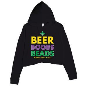 Mardi Gras Beer Boobs Beads Crop Fleece Hoodie