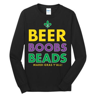 Mardi Gras Beer Boobs Beads Tall Long Sleeve T-Shirt