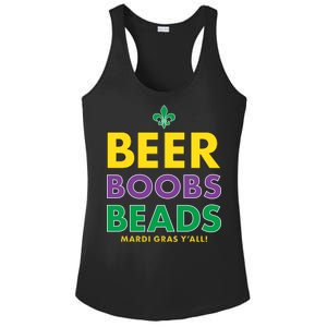 Mardi Gras Beer Boobs Beads Ladies PosiCharge Competitor Racerback Tank