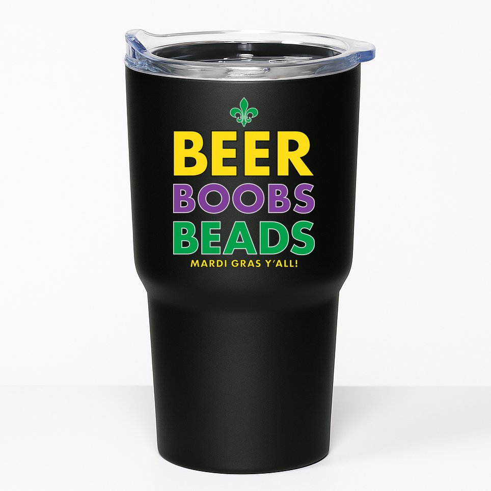 Mardi Gras Beer Boobs Beads Tumbler