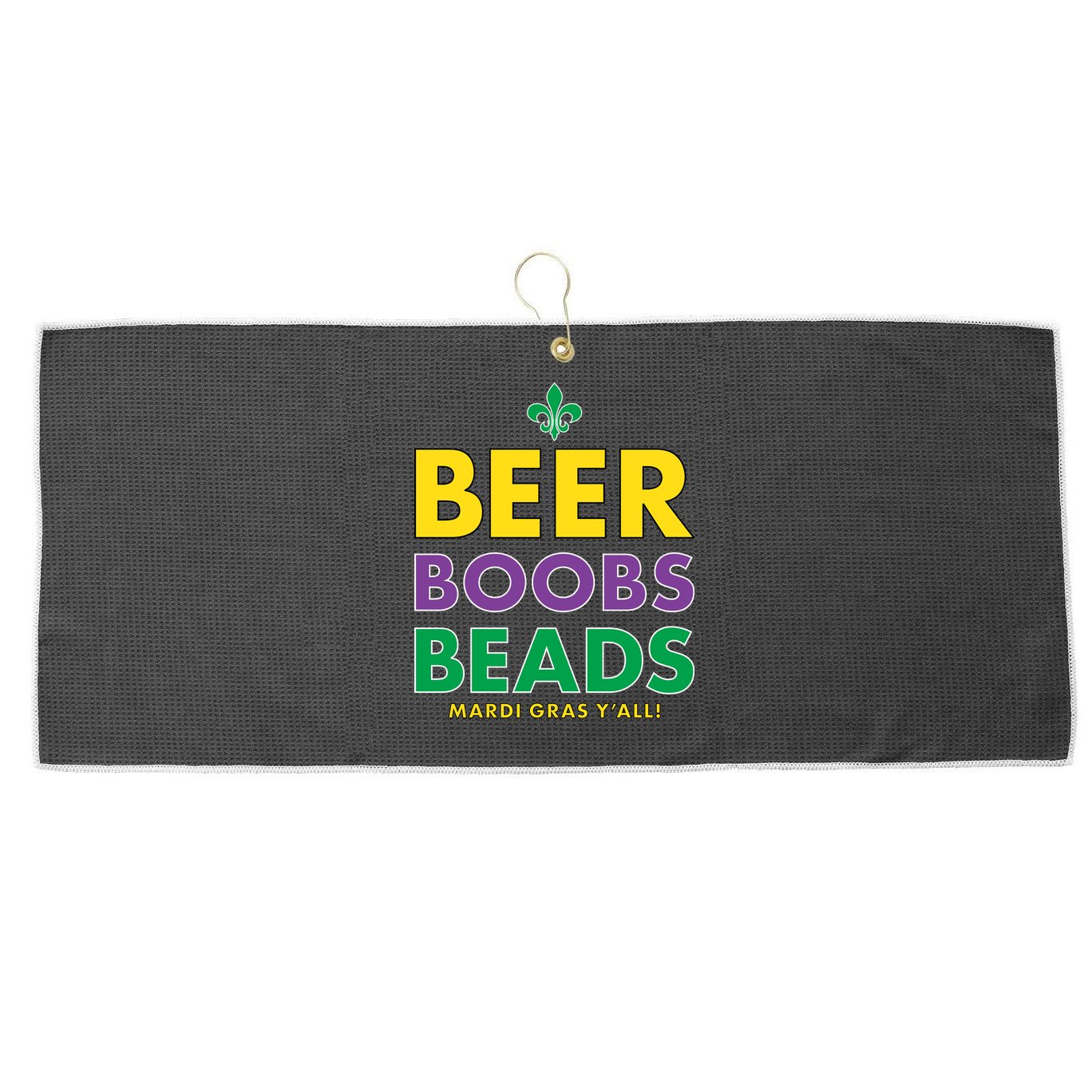 Mardi Gras Beer Boobs Beads Large Microfiber Waffle Golf Towel