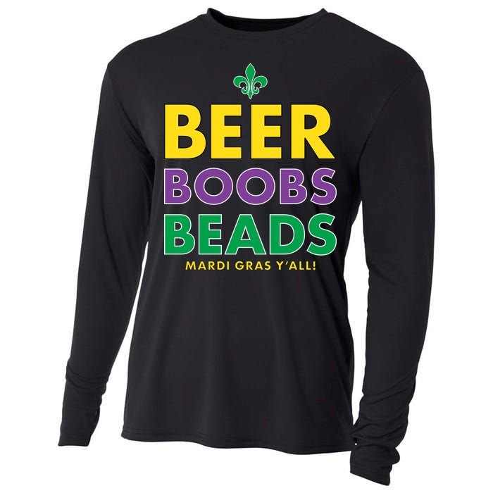 Mardi Gras Beer Boobs Beads Cooling Performance Long Sleeve Crew