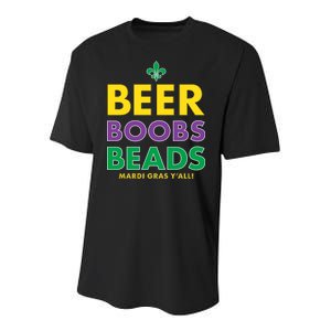 Mardi Gras Beer Boobs Beads Youth Performance Sprint T-Shirt