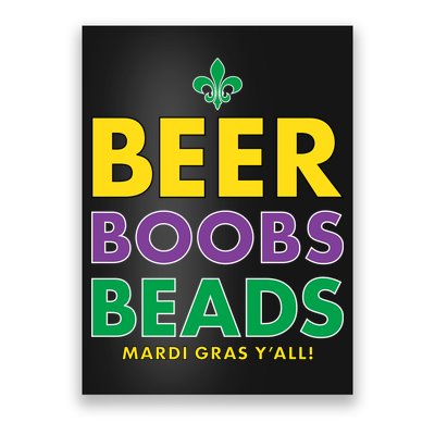 Mardi Gras Beer Boobs Beads Poster