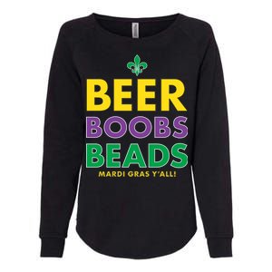 Mardi Gras Beer Boobs Beads Womens California Wash Sweatshirt