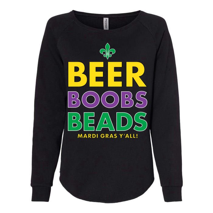 Mardi Gras Beer Boobs Beads Womens California Wash Sweatshirt