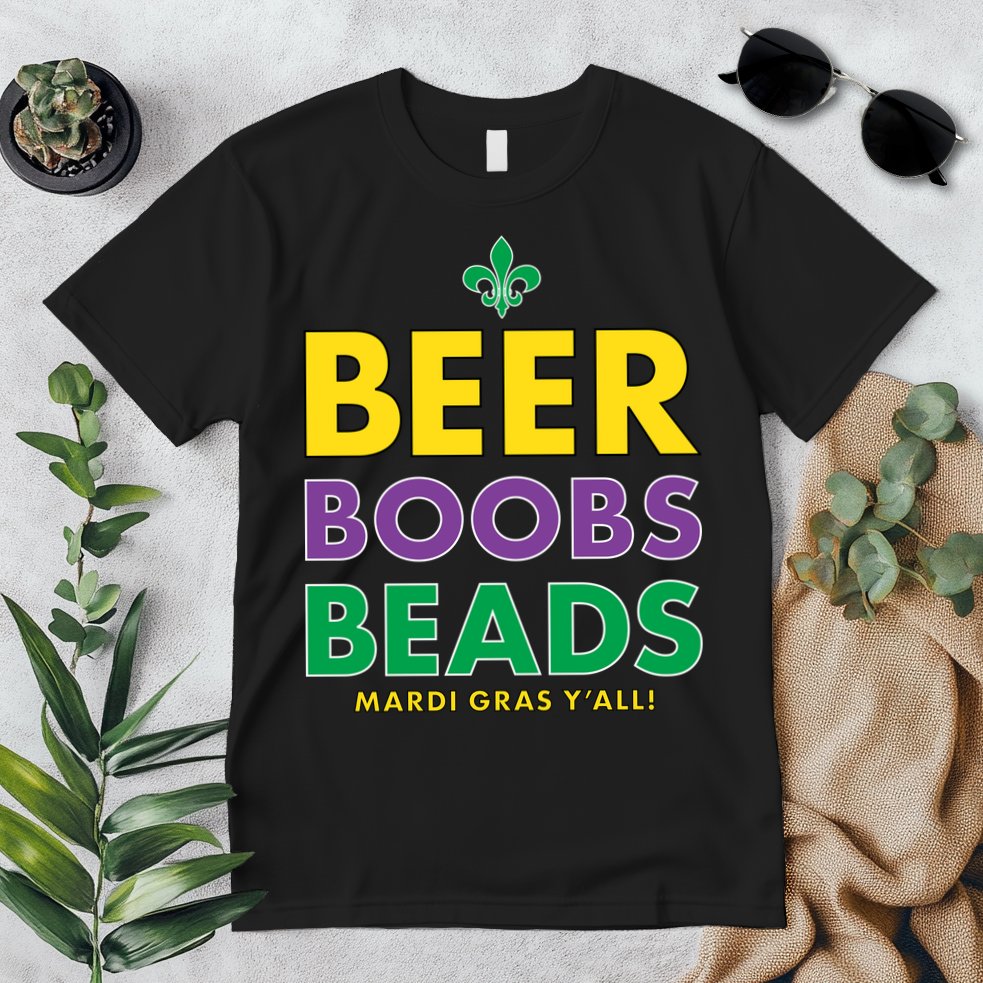 Mardi Gras Beer Boobs Beads Premium T-Shirt