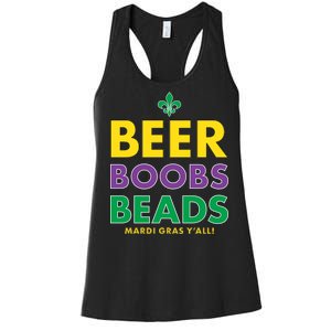 Mardi Gras Beer Boobs Beads Women's Racerback Tank