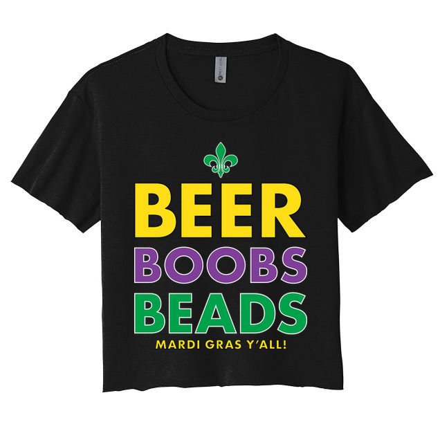 Mardi Gras Beer Boobs Beads Crop Top