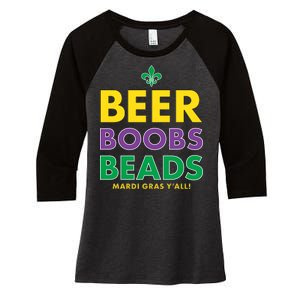 Mardi Gras Beer Boobs Beads Women's Tri-Blend 3/4-Sleeve Raglan Shirt