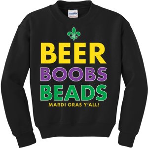 Mardi Gras Beer Boobs Beads Kids Sweatshirt