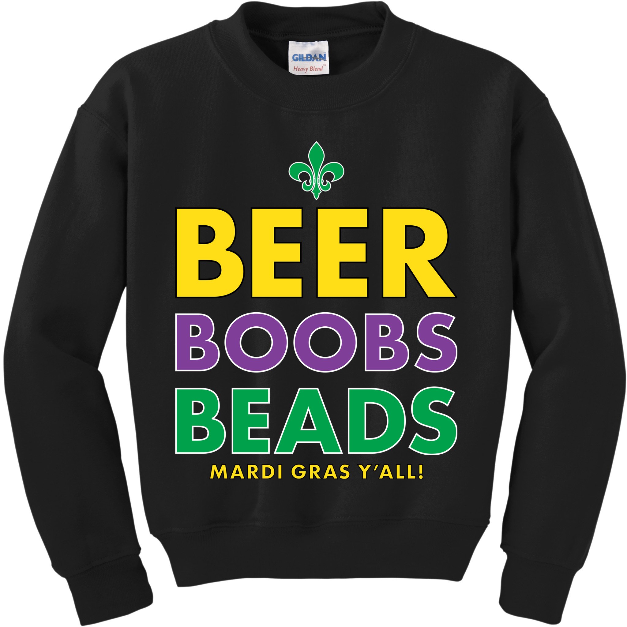 Mardi Gras Beer Boobs Beads Kids Sweatshirt