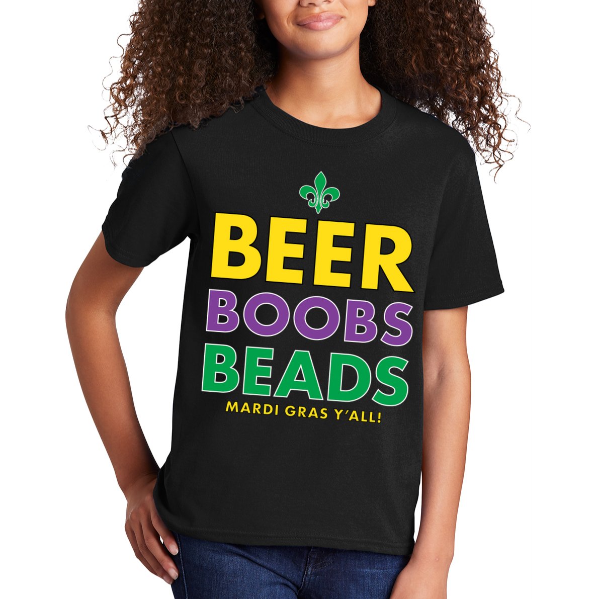 Mardi Gras Beer Boobs Beads Kids T-Shirt