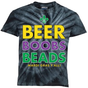 Mardi Gras Beer Boobs Beads Kids Tie-Dye T-Shirt