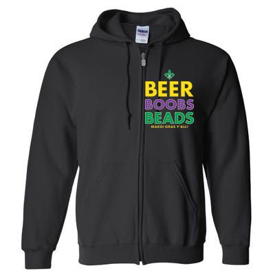 Mardi Gras Beer Boobs Beads Full Zip Hoodie