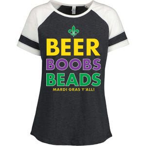 Mardi Gras Beer Boobs Beads Enza Ladies Jersey Colorblock Tee