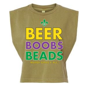 Mardi Gras Beer Boobs Beads Garment-Dyed Women's Muscle Tee